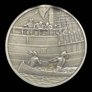 Franklin Mint History of Colonial America Pewter Medal Henry Hudson Vintage